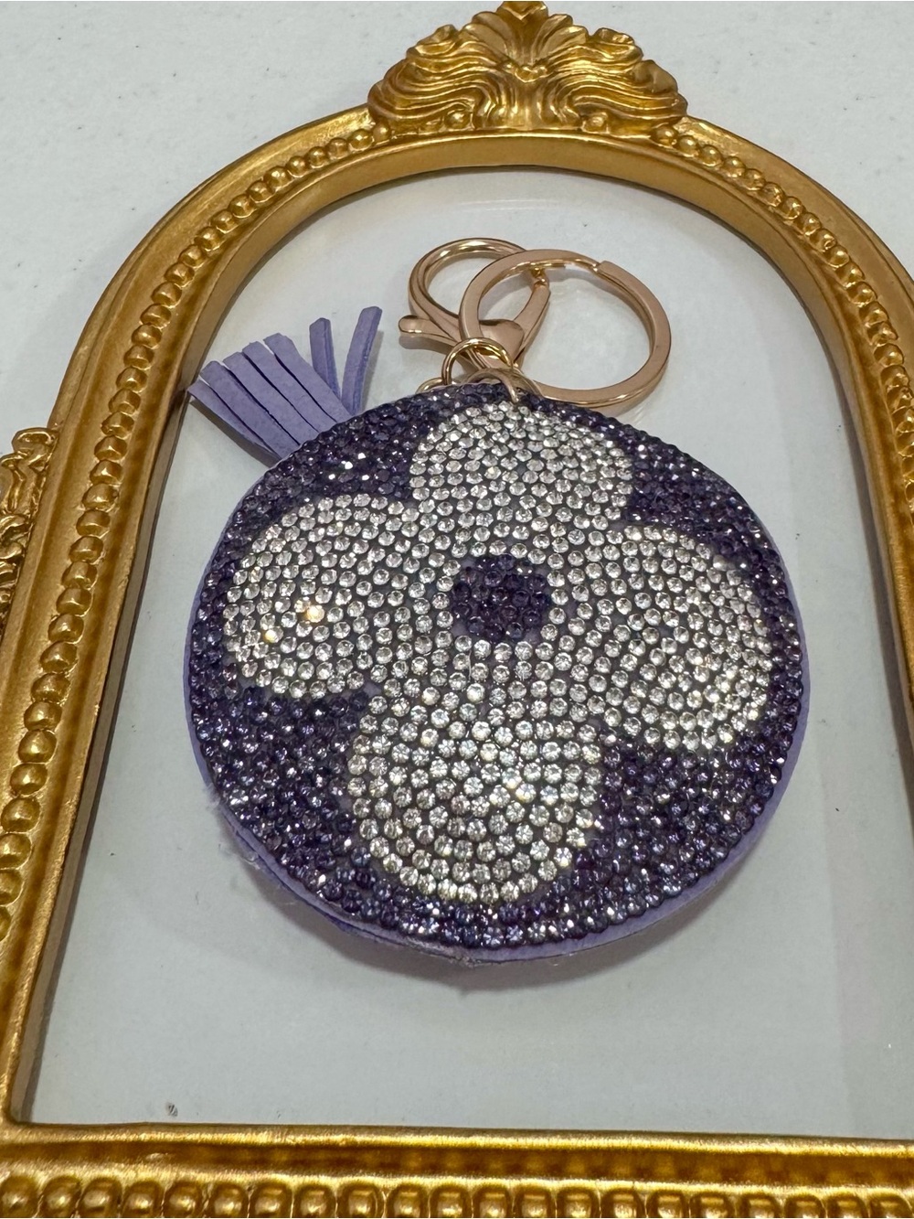 New Round Lavender Flower Motif Keychain/Bag Charm